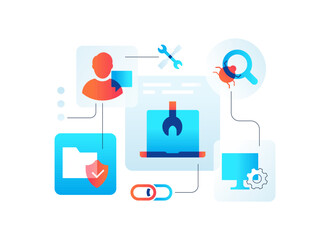 Computer repair services - flat design style illustration