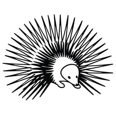 Stylized monochrome echidna shows off its quills in this style