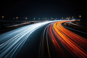 Night highway with light trails (2)