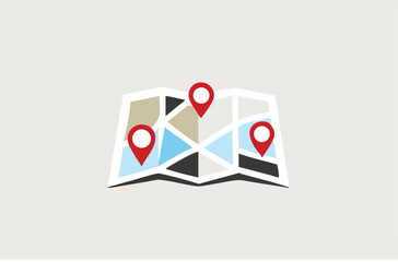 location map with red pin pointer, direction, label, marker, sign, travel Navigator or guide. vector illustration