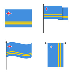 Flag of Aruba. Aruban flag official color and scale digital vector illustration design. Waving flag. Hanging flag.