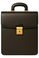 Elegant leather briefcase featuring a secure clasp closure on a transparent background