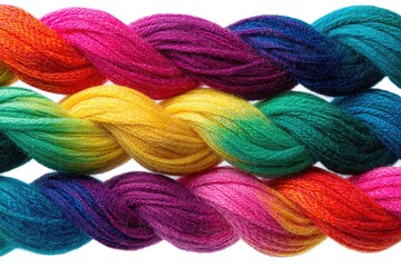 Close-up of colorful ombre yarn strands