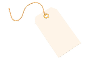 Blank price tag with twine for labeling and organization on a transparent background
