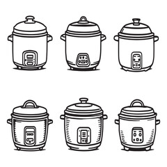 minimalist vector drawing of kitchen rice cooker device icon