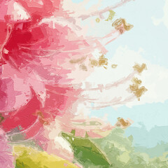 Various oil paintings, flowers, bees, streams, birds, landscapes, chrysanthemums, spotted deer, trumpet flowers