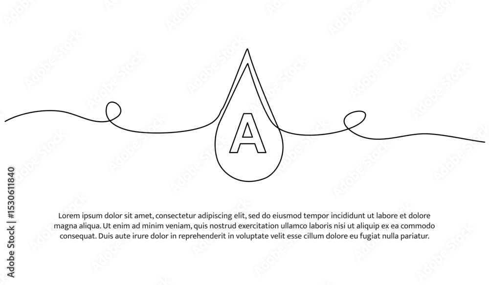 Poster one line water drop. abstract minimal continuous line.