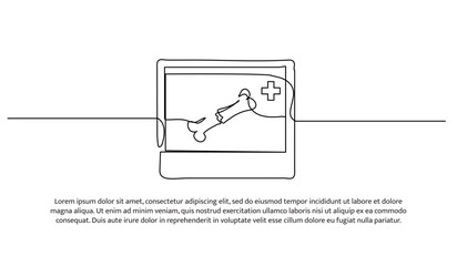 One line bone x-ray results. Abstract minimal continuous line.