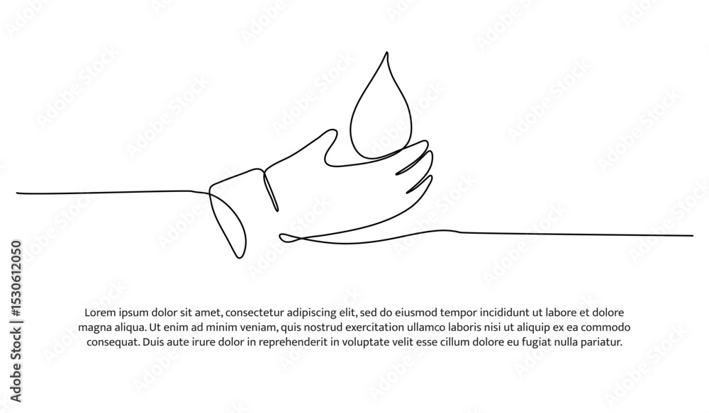 Poster one line water drop. abstract minimal continuous line.