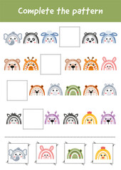 Worksheet for preschool kids. Useful games for preschool and kindergarten for development of logical thinking. Concentration skill play puzzle for kids, early education, homeschooling, pedagogic.