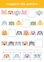 Educational game and activity for preschool, kindergarten. Printable Worksheets, logical games for kids. Early learning educational logical games for children, improve attention and concentration.