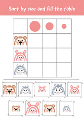 Preschool worksheet activity, logical games for kids, skill play puzzle, educational material for kindergarten, homeschooling, activity page. Learning material, concentration, attention development.