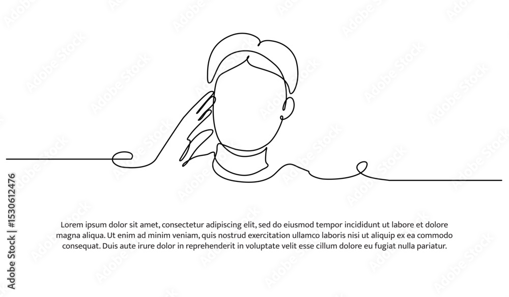 Poster one line man patient. abstract minimal continuous line.