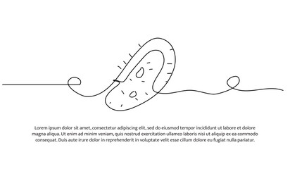 One line bacteria. Abstract minimal continuous line.