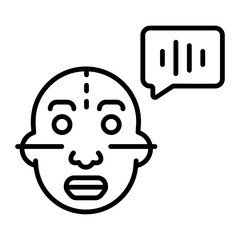 A linear style icon of a robot chat interface