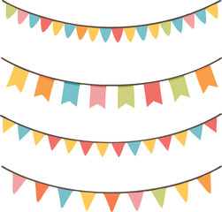 Carnival garland with flags. Decorative colorful party pennants for birthday celebration,