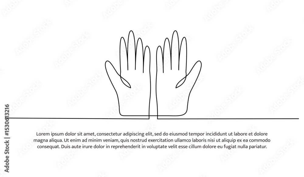 Aufkleber one line examination of the palms of the patient. abstract minimal continuous line.