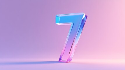 Number 7 is made of glass, transparent and in a blue gradient color