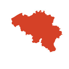 Map of Belgium, sign silhouette. World Map Globe. Vector Illustration isolated on transparent background. Europe continent.
