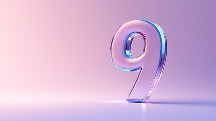 Number 9 in gradient color background, copy space