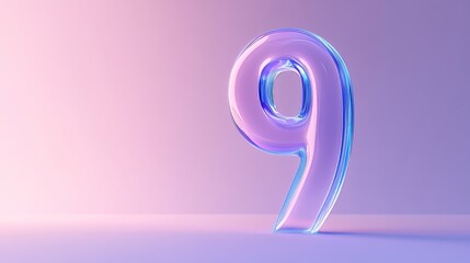 Number 9 in gradient color background, copy space