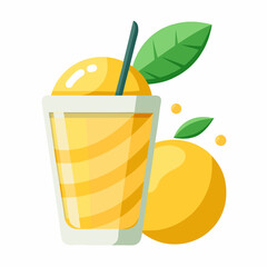 Illustration of a refreshing mango shake in a glass representing a healthy drink or smoothie with visible ingredients