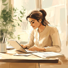 Continuous learning employee attending webinar
