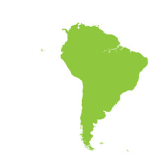 Map of South America, sign silhouette. World Map Globe. Vector Illustration isolated on transparent background. Latin American continent.