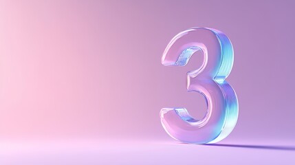 Number  in trans3parent glass with gradient violet background