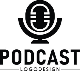 Professional podcast logotype symbol, audio broadcast logo, podcast branding design, microphone icon, radio show emblem, digital media logo, streaming icon, modern podcast identity, communication symb