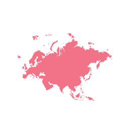 Map of Eurasia, sign silhouette. World Map Globe. Vector Illustration isolated on transparent background. Europe and Asia continent.