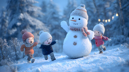 3d Cartoon of a friendly Snowman