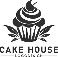 Cake House Logo Design Cupcake Icon