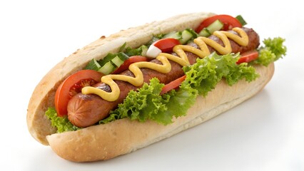 Vegan Hot Dog Whole Topped View On White Background Photo