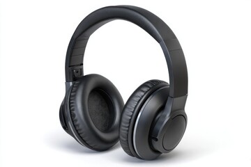 Black over ear headphones isolated on white background