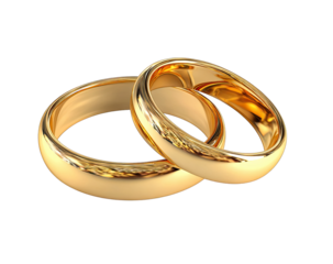 Two gold wedding rings overlapping