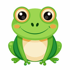 Cute Green Frog Cartoon Character Illustration Isolated on White Background Playful Amphibian Design for Children s Content and Nature Themed