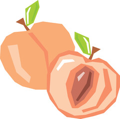 Two aesthetic peaches, one whole, one cut in half