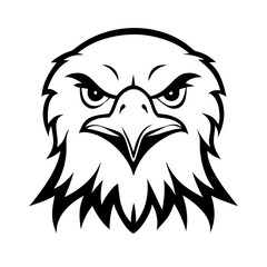 eagle head in tribal style, black and white icon for tattoos or nature-inspired branding.