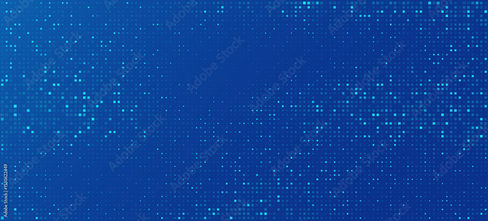 Poster futuristic blue pixel pattern for business or fintech background. digital data with abstract glitter
