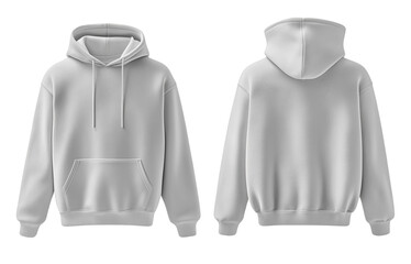Gray Hoodie Mockup Front and Back View with white background