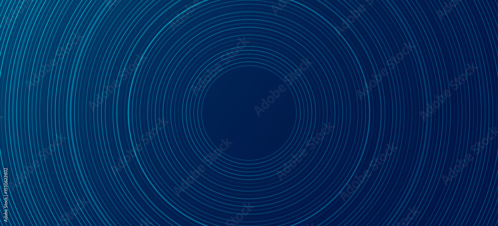 Poster abstract background with smooth concentric circular lines forming a ring pattern on a dark blue grad