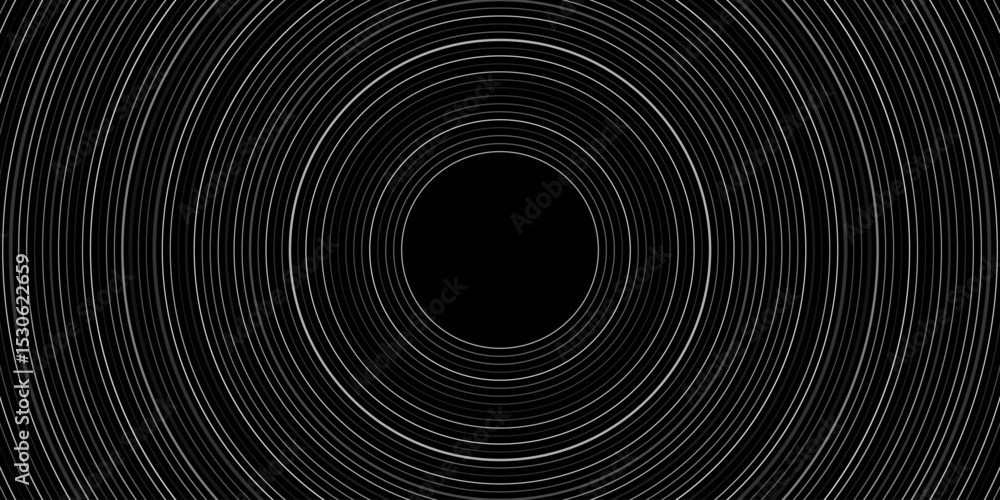 Poster minimal abstract background with evenly spaced white concentric circles on a solid black backdrop. f