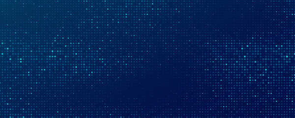 Abstract blue pixel pattern for Business or FinTech background. Digital data with futuristic glittering dots for cryptocurrency concept. Tech pixels backdrop for online webinar. Vector illustration. © sersupervector