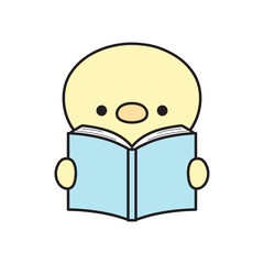 本を読む可愛いひよこのイラスト © Nitomaru
