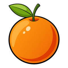 Vibrant Orange Fruit Outline Vector Illustration on a Clean White Background Perfect for Healthy Eating and Summer Themes