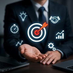 Business Strategy and Goal Setting Visualization with Digital Interface