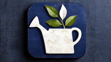 Creative plant design with watering can and leaves