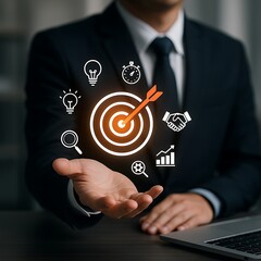 Business Strategy and Goal Setting Visualization with Digital Interface