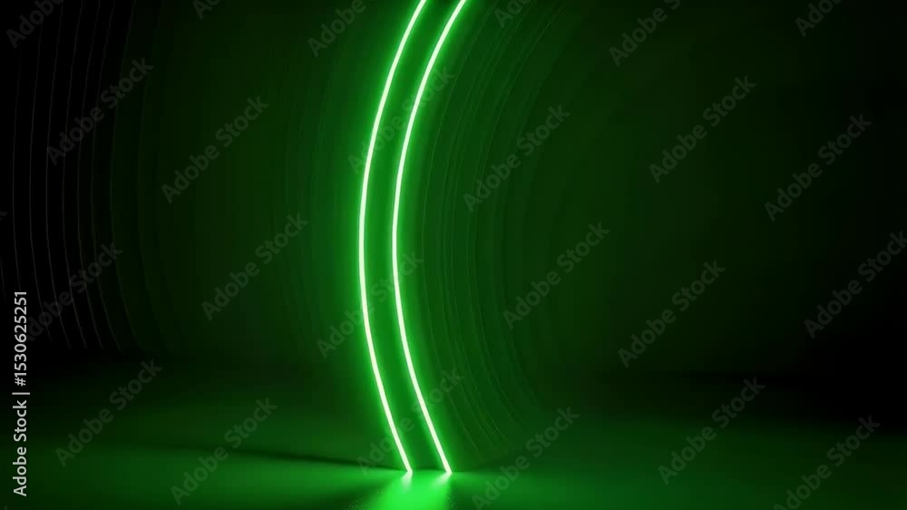 Aufkleber abstract dark green scene with illuminated neon circular shape, modern minimalistic design element, 